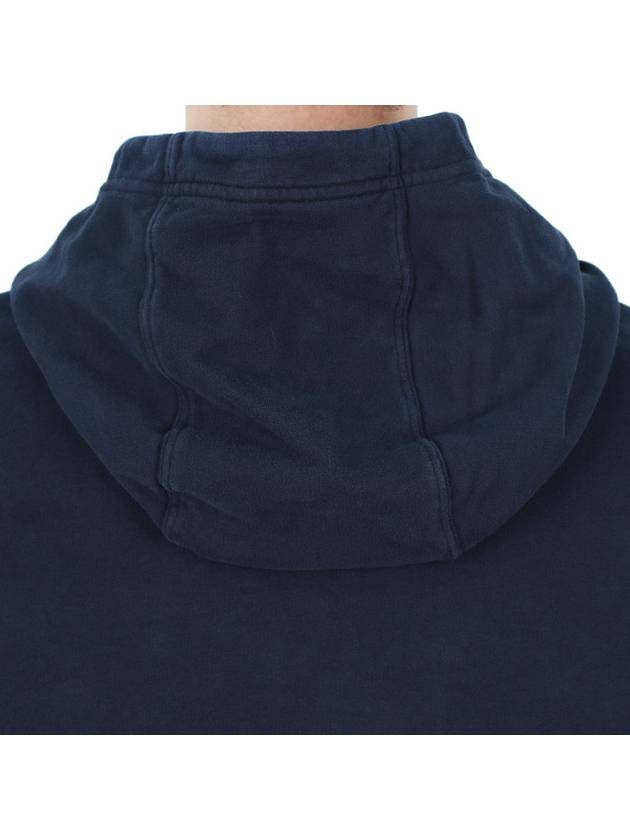 Snap Brushed Cotton Fleece Hoodie Navy - STONE ISLAND - BALAAN 10