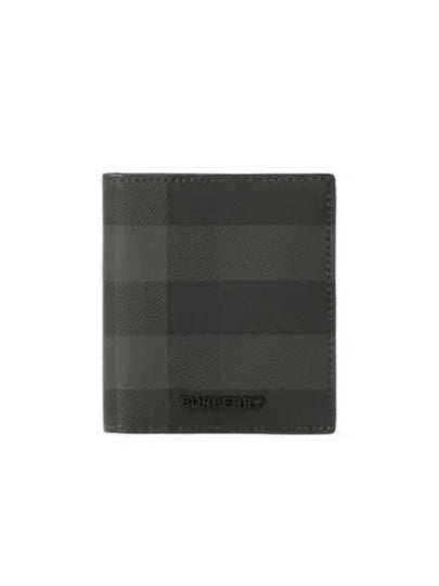 Check Leather Half Wallet Grey - BURBERRY - BALAAN 2