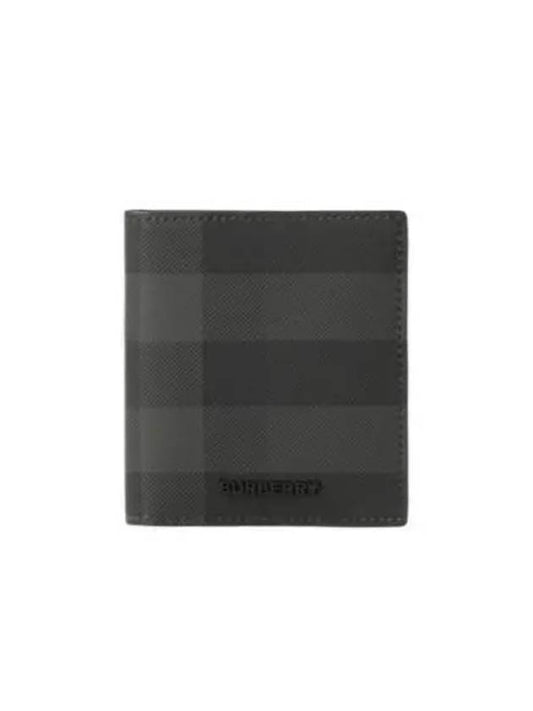 Check Leather Half Wallet Grey - BURBERRY - BALAAN 2