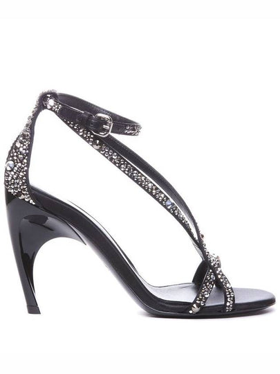 Twisted Armadillo Crystal Sandal Heels Black - ALEXANDER MCQUEEN - BALAAN 2