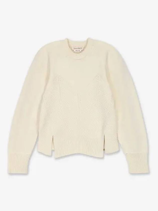 Chevron Pattern Crew Neck Knit Top Cream - ALEXANDER MCQUEEN - BALAAN 2