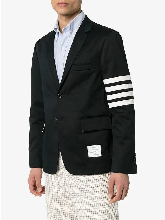 4 Bar Armband Cotton Blazer Jacket Navy - THOM BROWNE - BALAAN 5