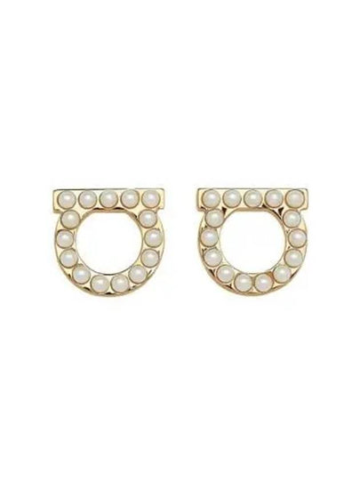 Gancini Pearl Earrings Gold - SALVATORE FERRAGAMO - BALAAN 2