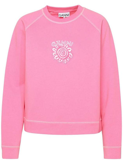 Isoli Cotton Sweatshirt Pink - GANNI - BALAAN 2