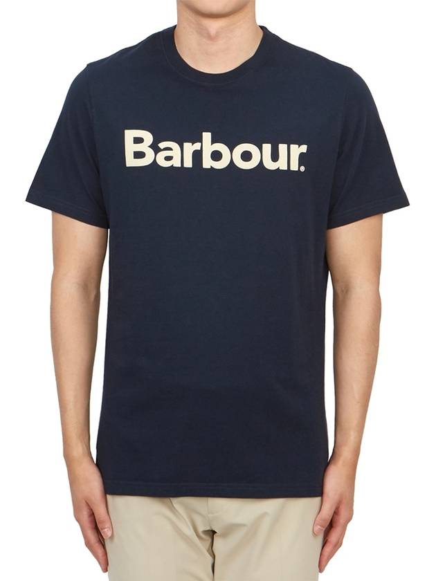 Men's Logo Print Short Sleeve T-Shirt Navy - BARBOUR - BALAAN 2