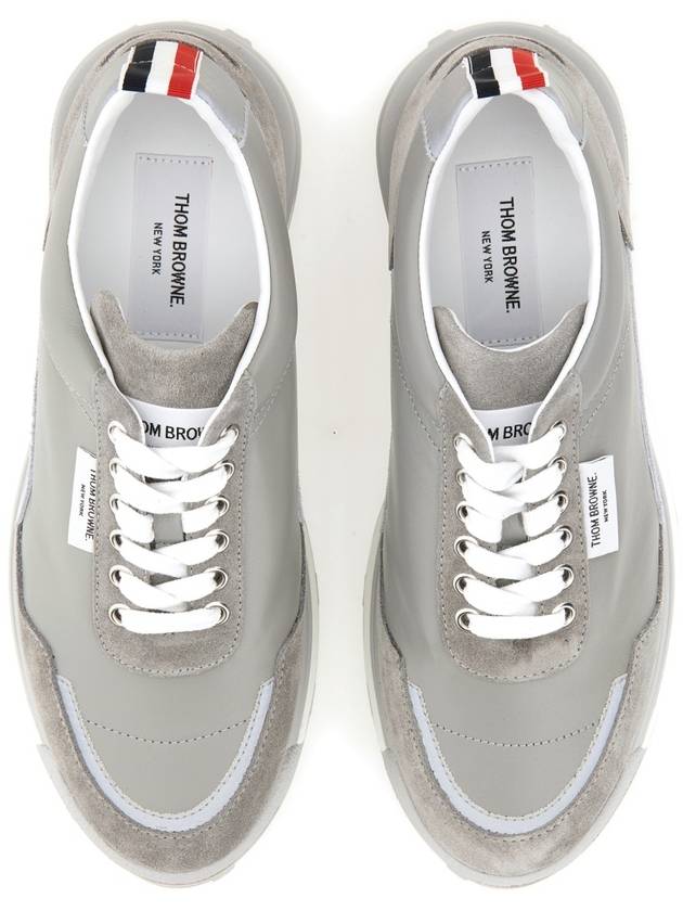 Vitello Alumni Trainer Caprede Low Top Sneakers Grey - THOM BROWNE - BALAAN 4