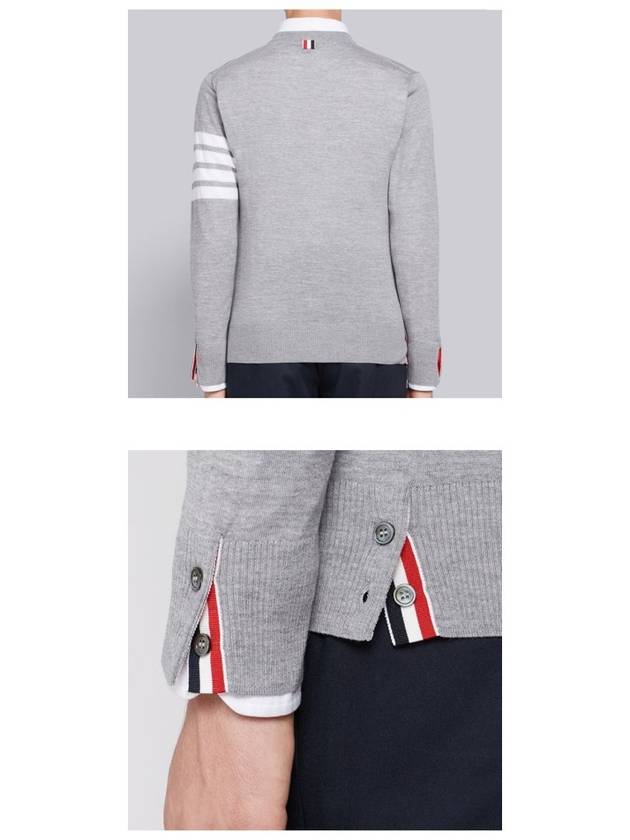 4 Bar Stripe Classic Wool Knit Top Light Grey - THOM BROWNE - BALAAN 7