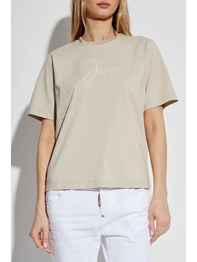 Dsquared2 T-shirt With Printed Logo, Women's, Beige - DSQUARED2 - BALAAN 3