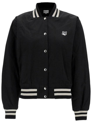 Satin Cotton Bomber Jacket Black - MAISON KITSUNE - BALAAN 1