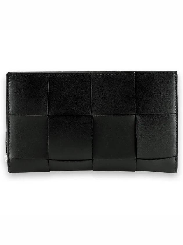 Intrecciato Zipper Around Medium Wallet Black - BOTTEGA VENETA - BALAAN 3