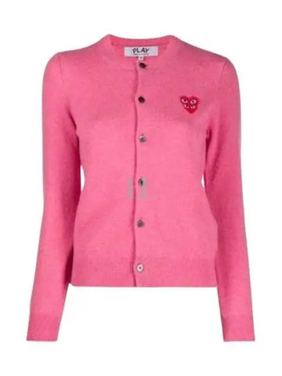 Double Red Heart Wappen Cardigan Pink - COMME DES GARCONS PLAY - BALAAN 2