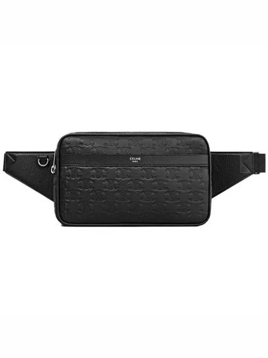 Calfskin Triomphe Embossed Belt Bag Black - CELINE - BALAAN 2