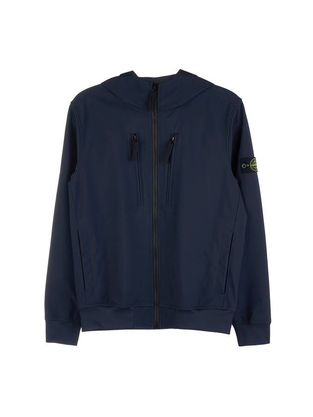 Kids Wappen Patch Soft Shell Zip Up Hoodie Navy - STONE ISLAND - BALAAN 1