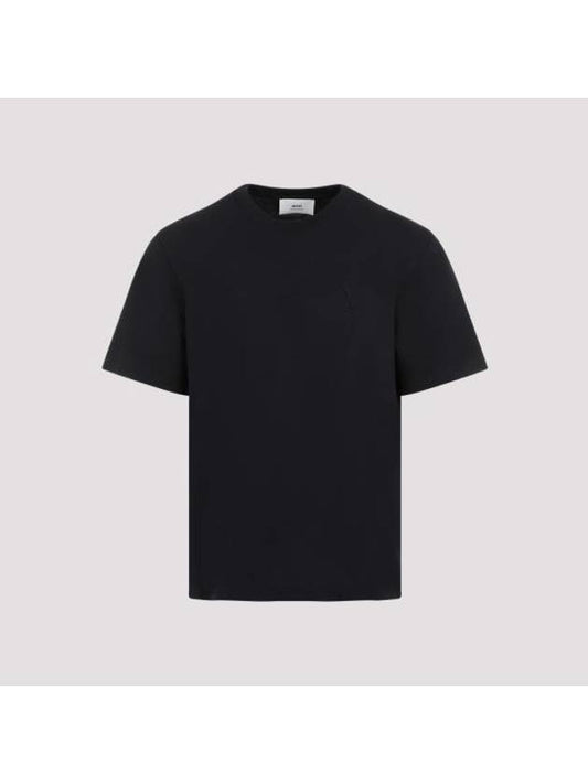 Small Heart Logo Short Sleeve T-Shirt Black - AMI - BALAAN 1