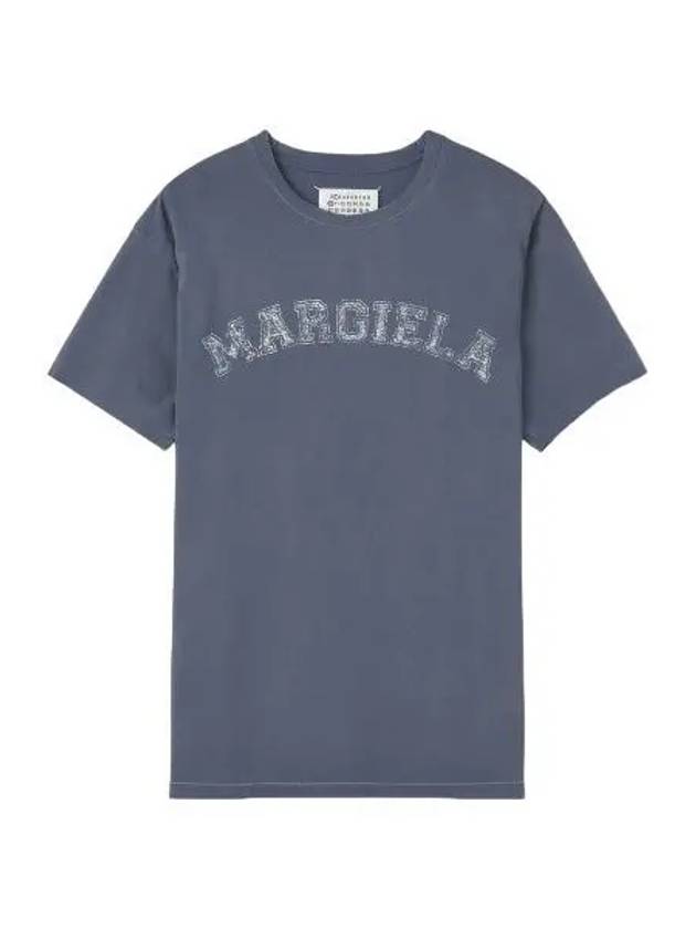 Logo Printing Short Sleeve T Shirt Blue Tee - MAISON MARGIELA - BALAAN 1