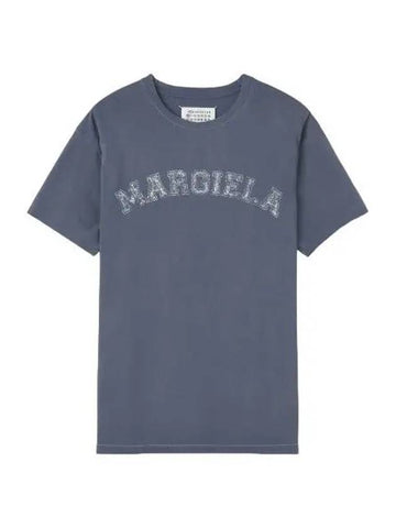 Logo Printing Short Sleeve T Shirt Blue Tee - MAISON MARGIELA - BALAAN 1