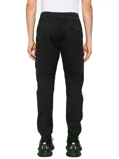 Stretch Cotton Cargo Straight Pants Black - STONE ISLAND - BALAAN 2