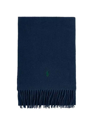 Pony Embroidery Recycled Wool Muffler Navy - POLO RALPH LAUREN - BALAAN 1