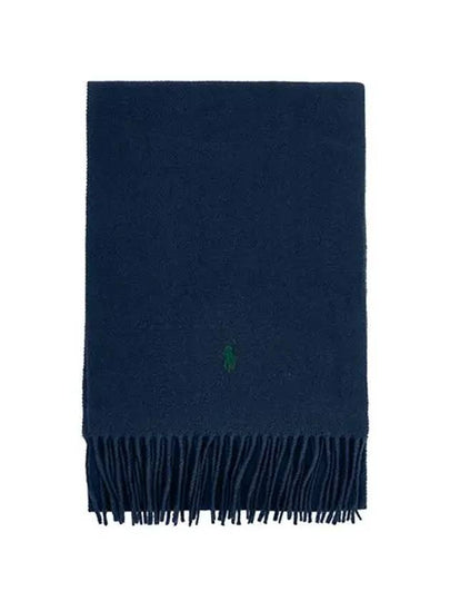 Pony Embroidery Recycled Wool Muffler Navy - POLO RALPH LAUREN - BALAAN 2