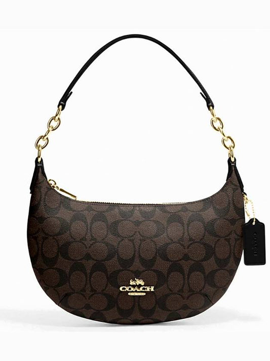 Women's Payton Signature Canvas Shoulder Bag Brown - COACH - BALAAN.