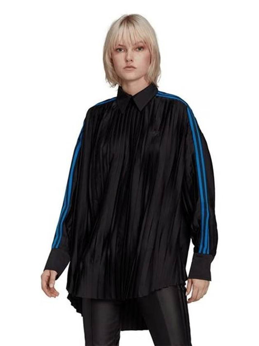 Pleated long blouse HB9413 black WOMENS UK8 - ADIDAS - BALAAN 1