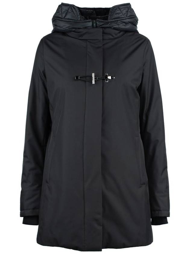 Fay Black Toggle Coat In Technical Gabardine - FAY - BALAAN 1