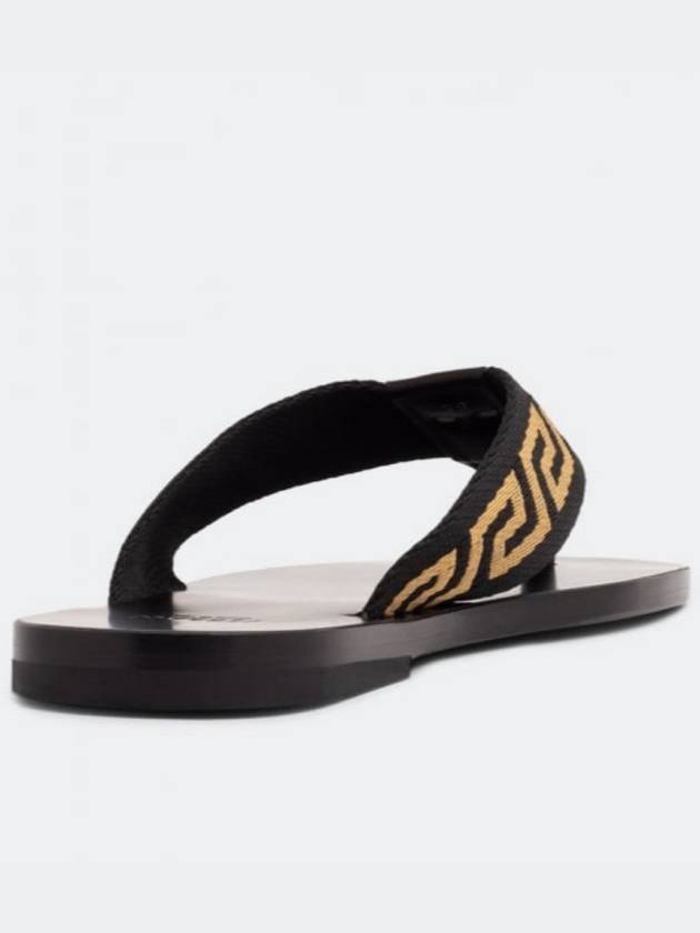 Men's Greca Flip Flops Black Gold - VERSACE - BALAAN.