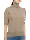 Fine Merino 4 Bar Relaxed Short Sleeve Turtleneck Brown - THOM BROWNE - BALAAN 4