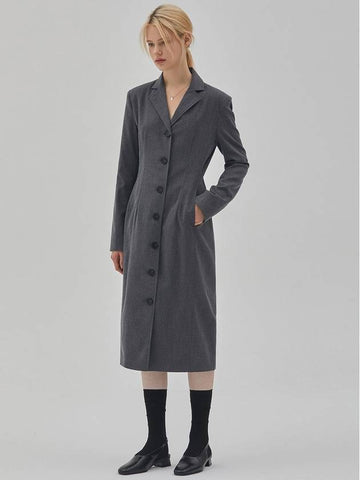 RYUL+WAI: Tailored Wool Long Dress Gray - RYUL+WAI: - BALAAN 1