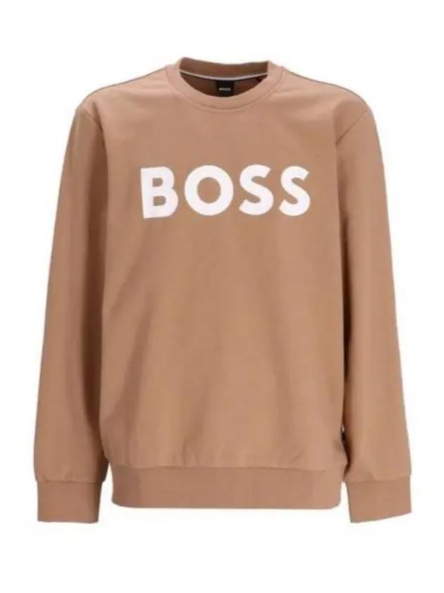 Logo Print Crew Neck Sweatshirt Camel - HUGO BOSS - BALAAN 2