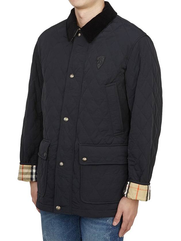 Corduroy Collar Quilted Jacket Black - BURBERRY - BALAAN 5