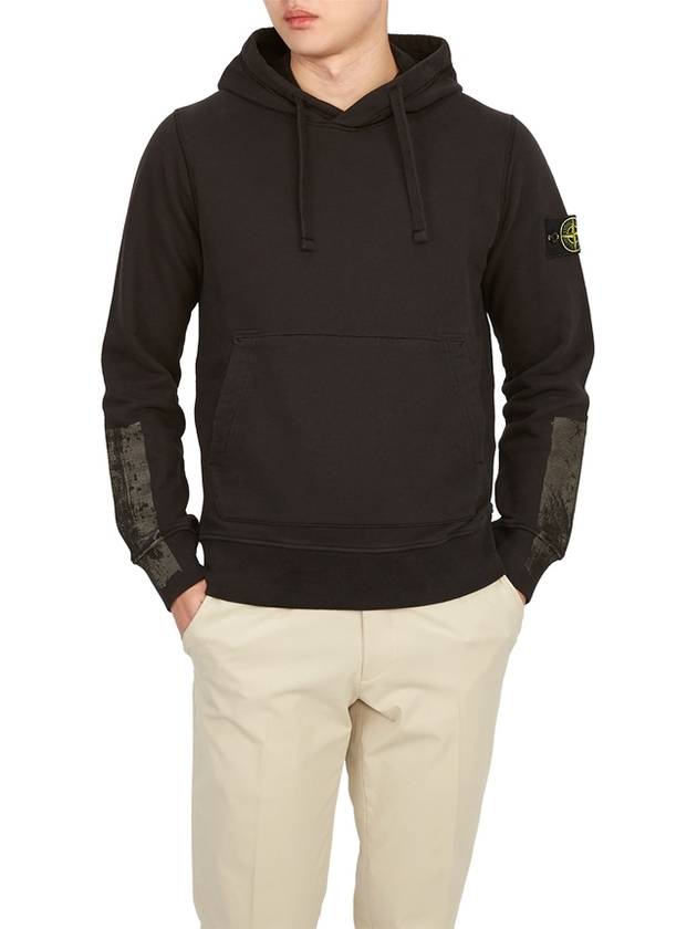 Logo Patch Brushed Cotton Hoodie Black - STONE ISLAND - BALAAN 6