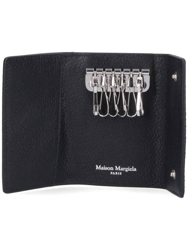 Postitch Logo Leather Key Holder Wallet Black - MAISON MARGIELA - BALAAN 3