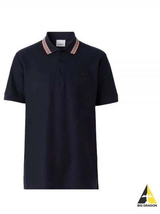 Icon Stripe Collar Cotton Polo Shirt Navy - BURBERRY - BALAAN 2