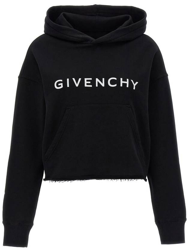 Women's Archetype Crop Fleece Hoodie Black - GIVENCHY - BALAAN 2