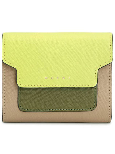 Saffiano Tri-Fold Half Wallet Yellow - MARNI - BALAAN 2