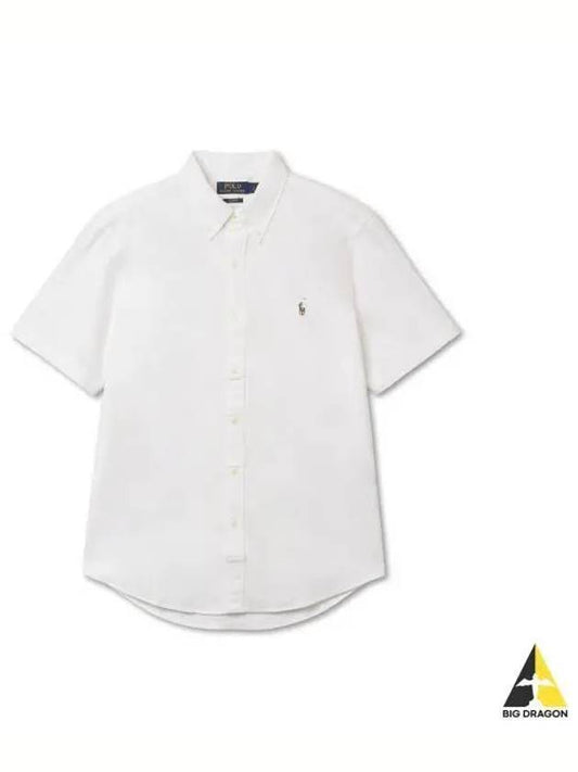 Custom fit short sleeve oxford shirt white - POLO RALPH LAUREN - BALAAN 1