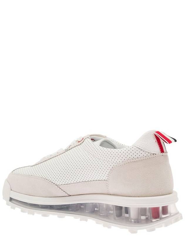 Women Vitello Calf Tech Runner Clear Sole Low Top Sneakers White - THOM BROWNE - BALAAN 4