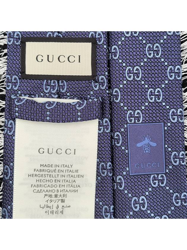 GG Pattern Silk Tie Navy - GUCCI - BALAAN 6