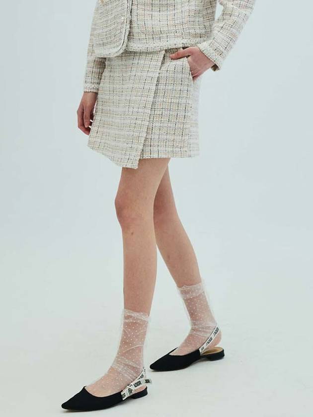 Check Tweed Wrap ShortsIvory - OPENING SUNSHINE - BALAAN 2