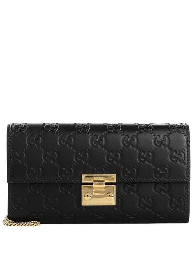 Women's Microsima GG Padlock Shoulder Bag Black - GUCCI - BALAAN 1