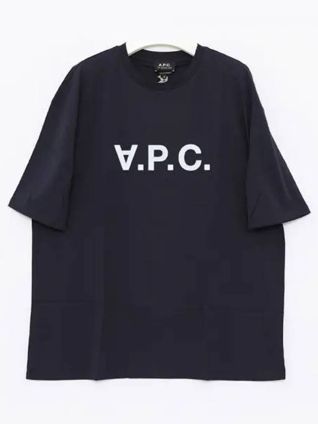 Logo Print Crew Neck Short Sleeve T-Shirt Navy - A.P.C. - BALAAN 2