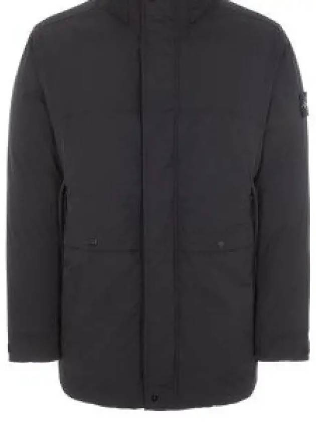 Logo Patch Regular Down Jacket Black - STONE ISLAND - BALAAN 2