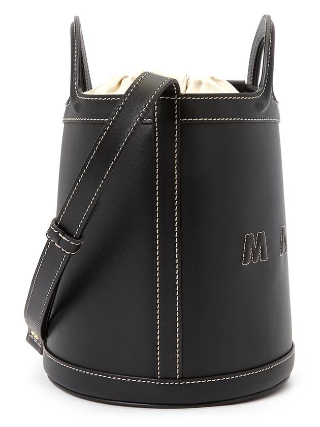 Tropicalia Leather Small Bucket Bag Black - MARNI - BALAAN 4