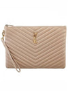 Gold Monogram Matelasse Clutch Bag Beige - SAINT LAURENT - BALAAN 1