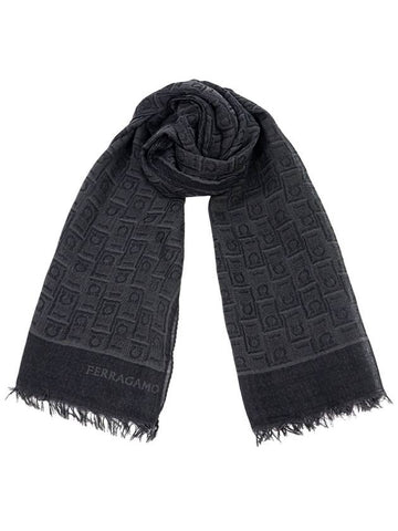 Ferragamo Gancini Monogram Print Cotton Stole Scarf 520118 0776126 - SALVATORE FERRAGAMO - BALAAN 1