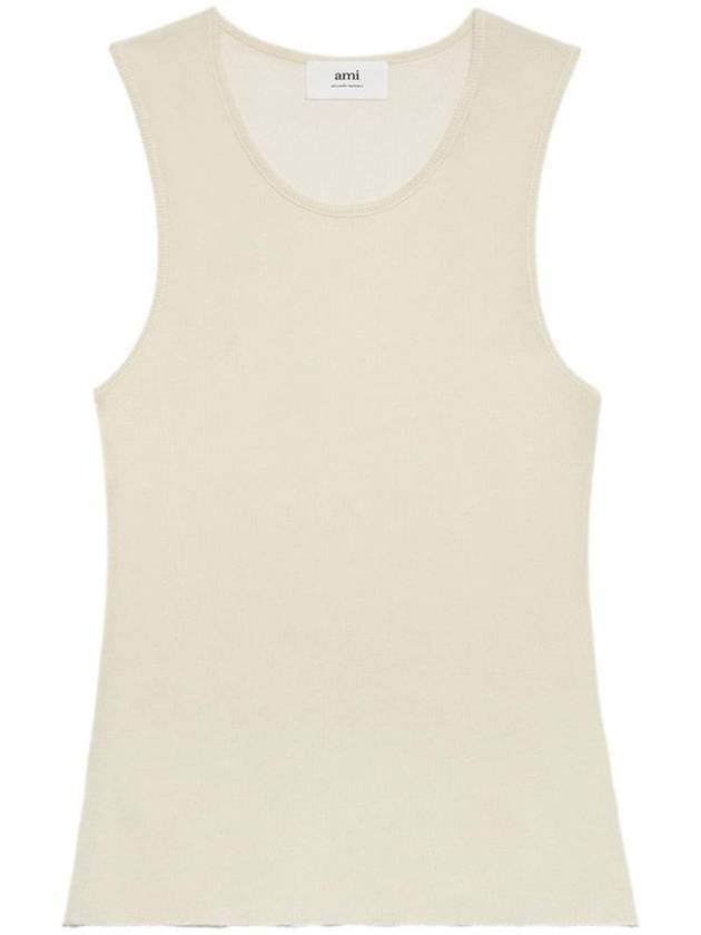 Ride Ribbed Long Tank Sleeveless White - AMI - BALAAN 1