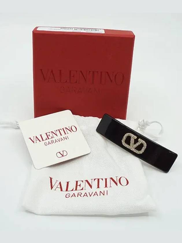 V Logo Hairpin Black - VALENTINO - BALAAN 3