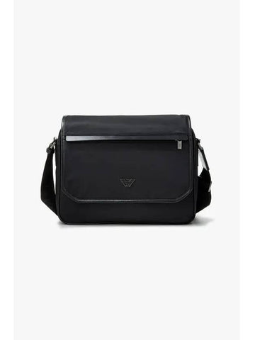 Men s Recycled Nylon Flap Messenger Bag Black - EMPORIO ARMANI - BALAAN 1