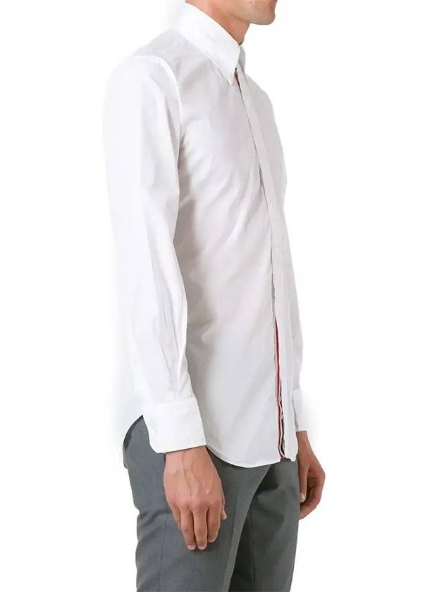 Men's Grosgrain Placket Solid Poplin Long Sleeve Shirt White - THOM BROWNE - BALAAN 4